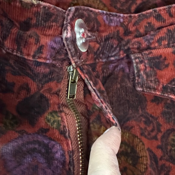 Free People Burgundy Floral Cropped Flare Pants - Picture 6 of 14